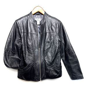 Vintage Women's Leather Jacket Size M Bikercore Moto Y2K Feminine Bradley Bayou